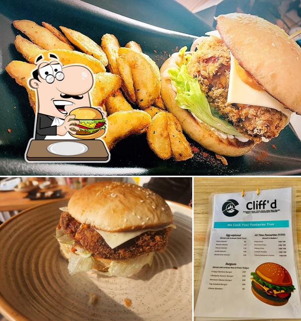 Try out a burger at Cliff'd Cafe