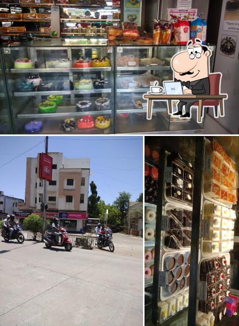 Take a look at the picture showing interior and exterior at Monginis Cake Shop