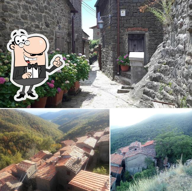 Goditi la vista dall'area esterna di Osteria la Rocca