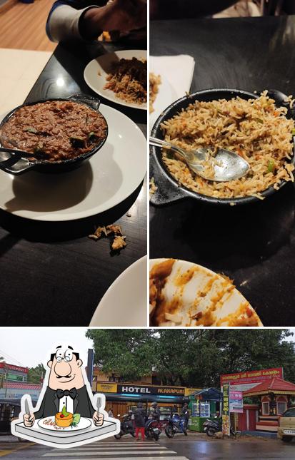 The photo of food and exterior at HOTEL ALAKAPURI, KARUKACHAL