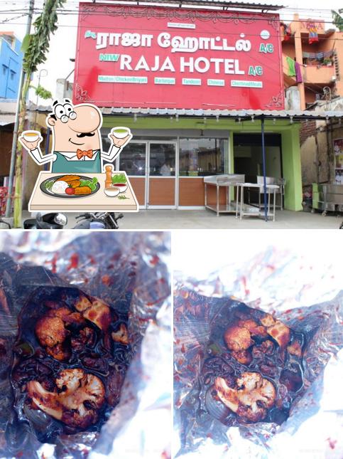 This is the image displaying food and exterior at Niw raja hotel