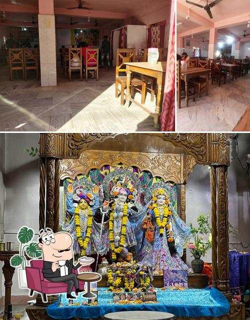 Take a seat at one of the tables at Iskcon Temple Bhojanalaya