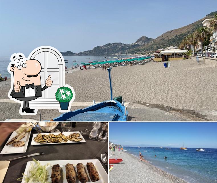 Questa è la foto che presenta la esterno e cibo di Ristorante Lido Sei Nodi