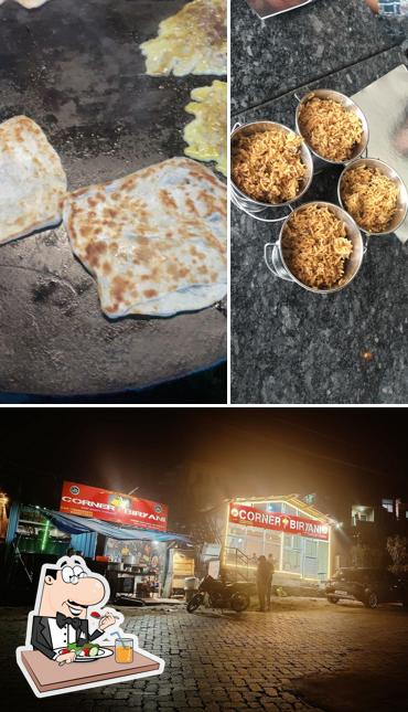 The picture of food and exterior at Corner Biriyani