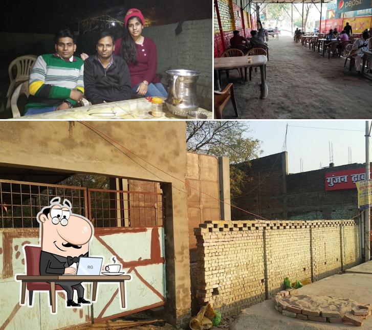 Take a seat at one of the tables at Gunjan Dhaba