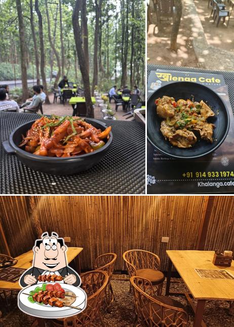 This is the photo showing food and interior at Khalenga cafe