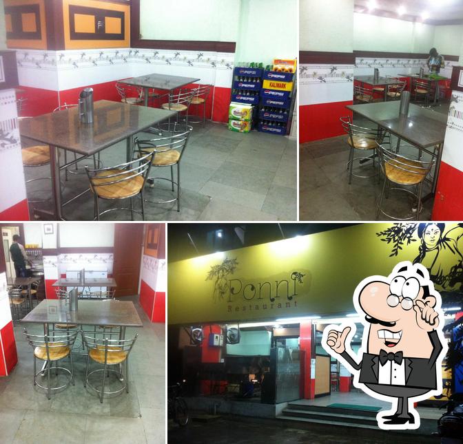 The interior of Ponni Restaurant