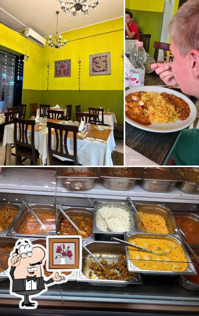 Questa è la foto che mostra la interni e cibo di Shanti - Ristorante indiano