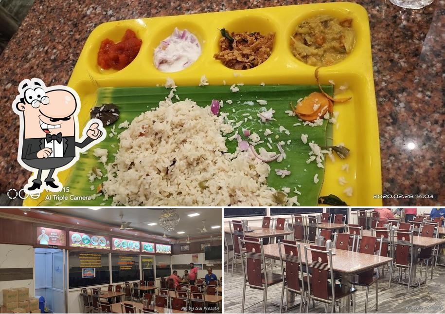 The photo of interior and food at SMT Sweets & Vegetarian Restaurant