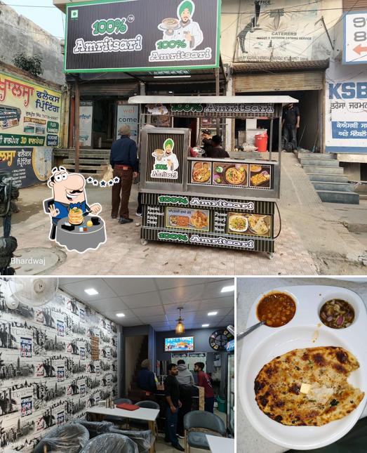 This is the photo showing food and interior at 100% Amritsari