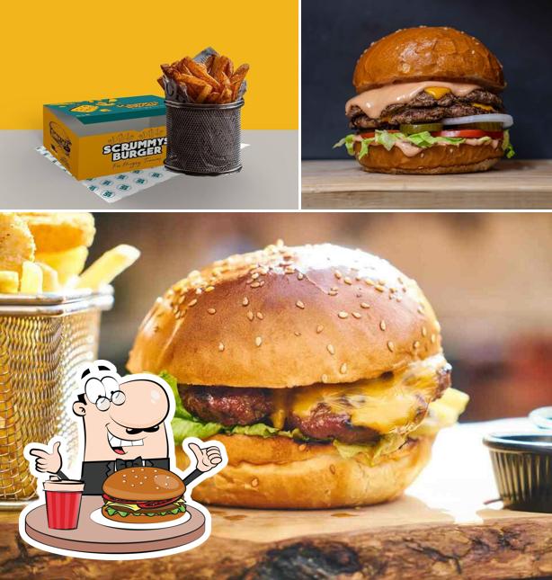 Get a burger at Scrummys Cafe