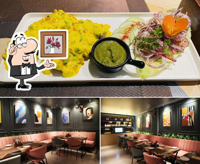 The restaurant's interior and food