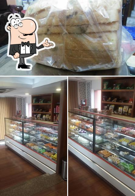 The restaurant's interior and food