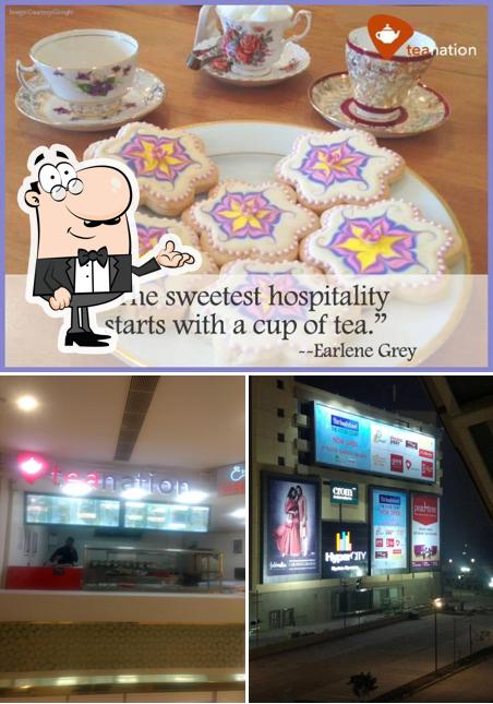 Among different things one can find interior and cake at Tea Nation
