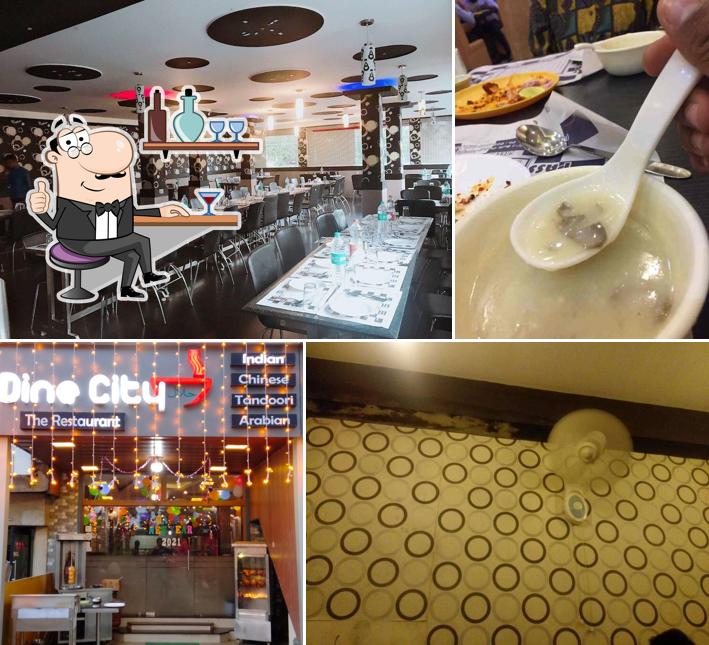 Take a seat at one of the tables at Dine City