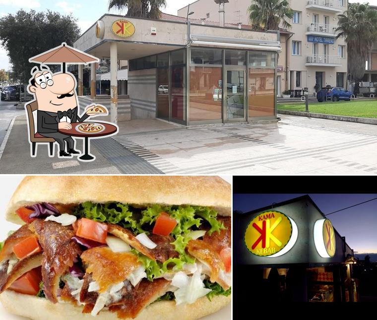 Tra le diverse cose da Kama Kebab si possono trovare la esterno e cibo