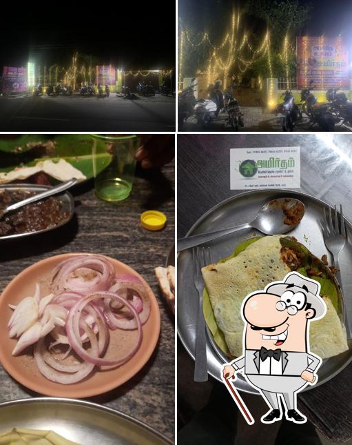 This is the photo depicting exterior and food at Amirtham Dhaba and Family Restaurant