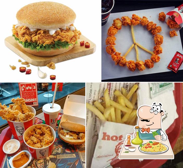 Pulled pork sandwich and french fries at KFC