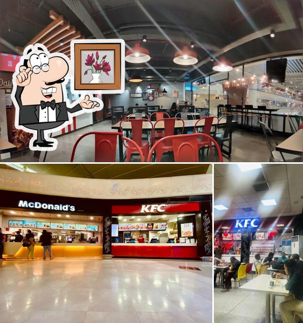 Take a seat at one of the tables at KFC