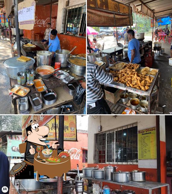 This is the picture depicting food and beverage at Raju Dhaba