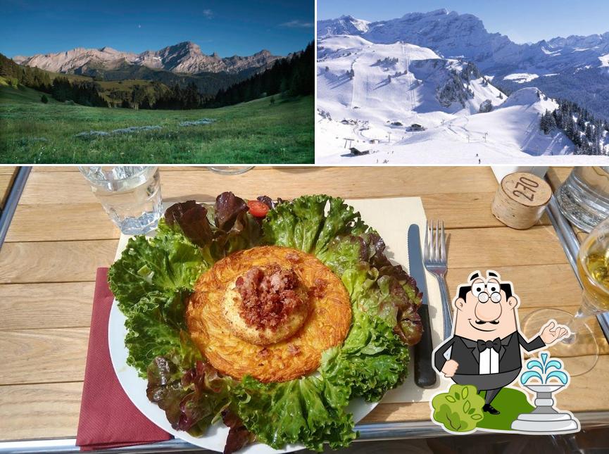Dai un’occhiata alla immagine che mostra la esterno e cibo di Restaurant-Auberge Col-de-Soud
