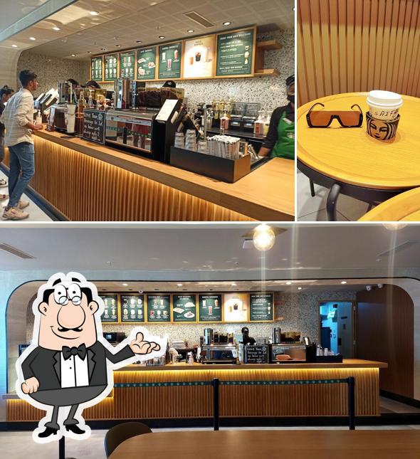 The interior of Starbucks