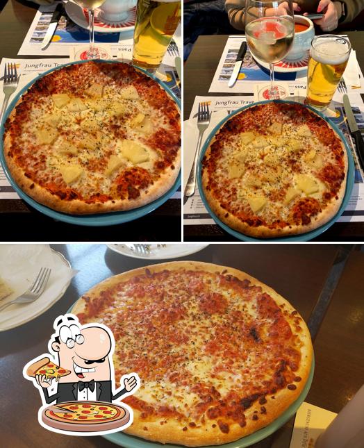 Scegli una pizza a Bäckerei Tea Room von Allmen