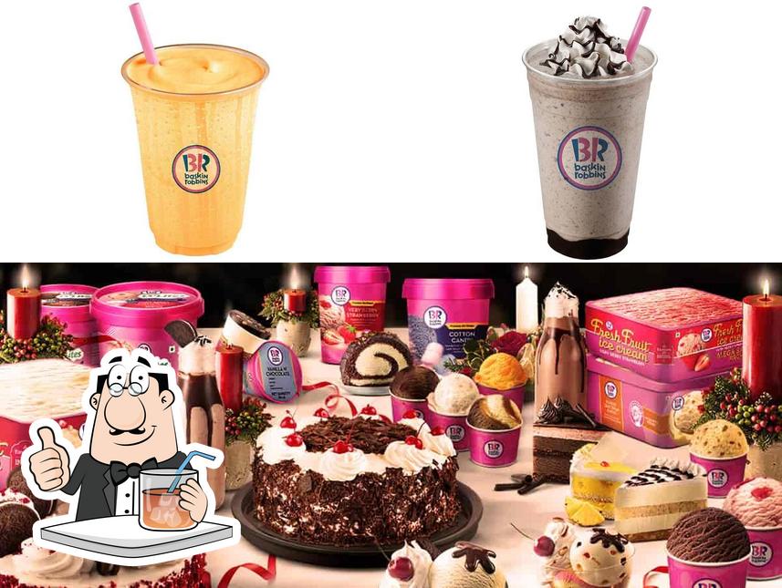 The restaurant's drink and cake