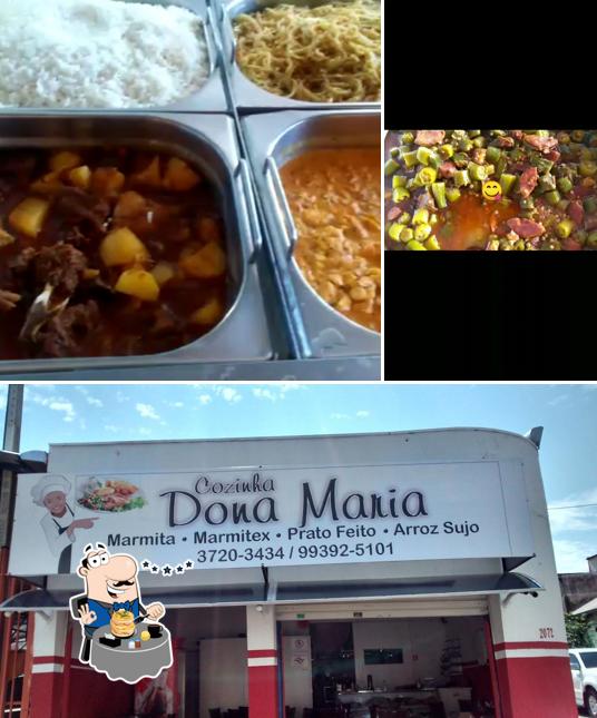 A imagem da comida e exterior a Cozinha Dona Maria