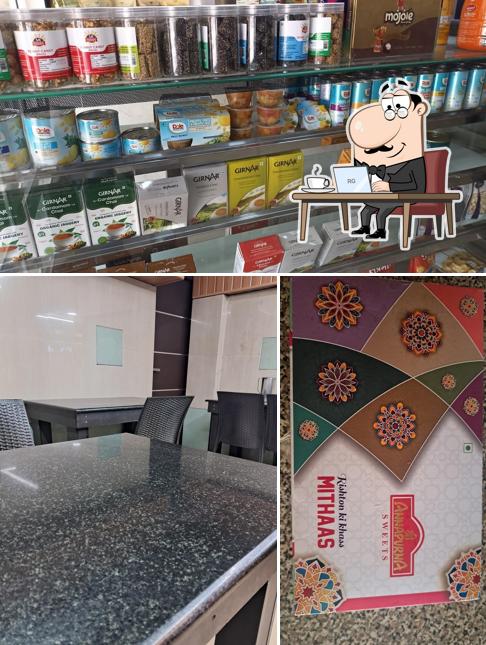 Take a seat at one of the tables at Sri Annapurna sweets