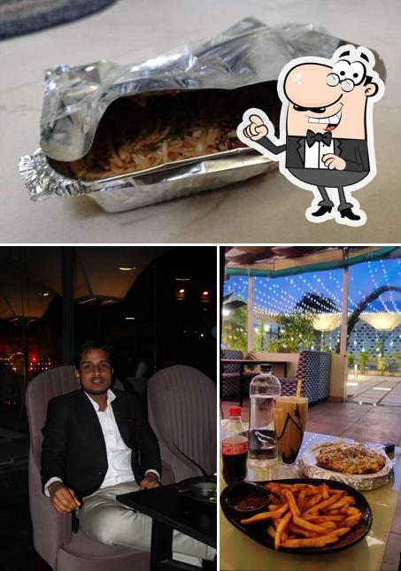 The restaurant's interior and food