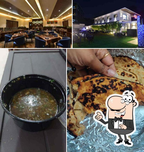 The restaurant's interior and food