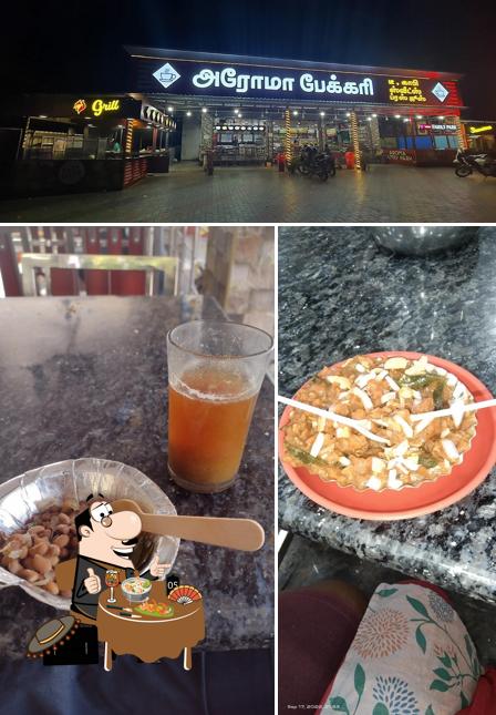 Among different things one can find food and exterior at Aroma bakery