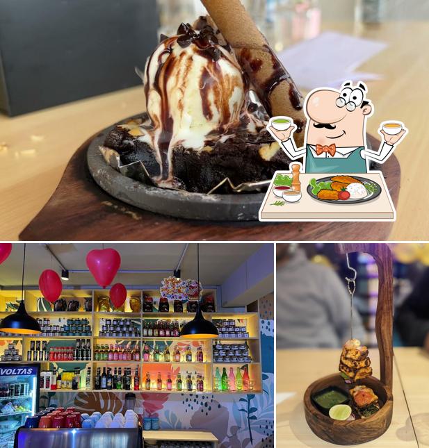The image of food and bar counter at Brewbakes Cafe
