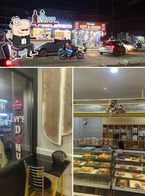 The photo of interior and exterior at Ivy's donuts