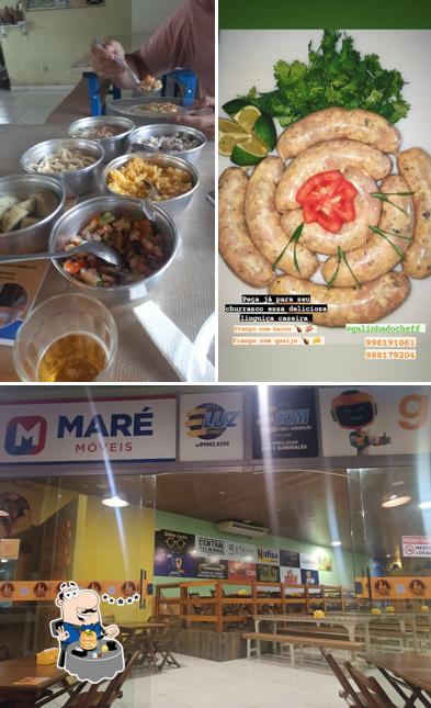 A imagem da comida e interior no Galinha do Cheff
