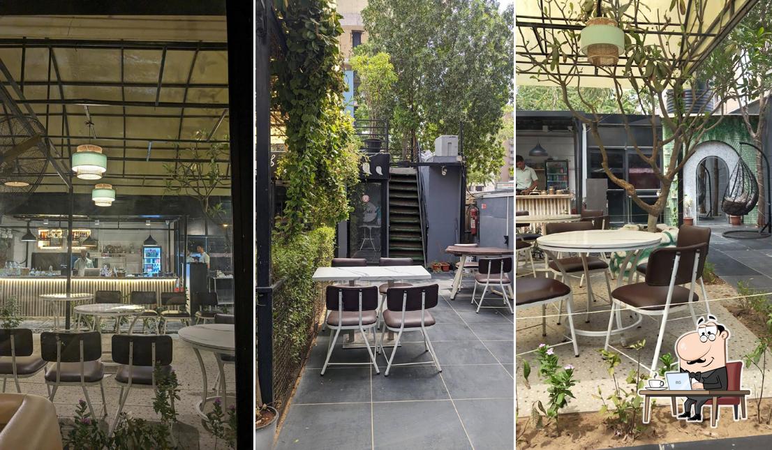 Take a seat at one of the tables at Myka cafe & restaurant