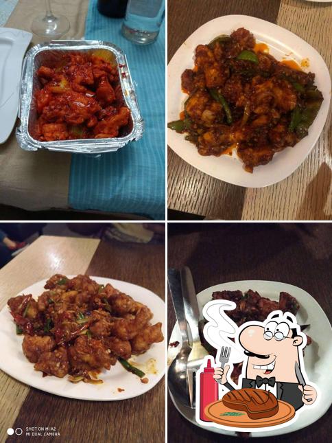 Meat dishes are served at Beijing Bites - R T Nagar
