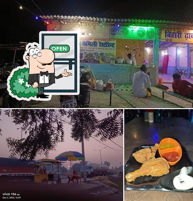 The restaurant's exterior and food