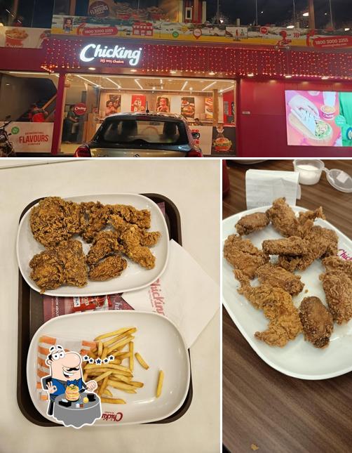 Take a look at the image showing food and exterior at Chicking