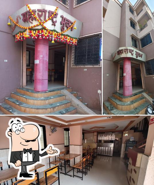 Take a look at the photo showing interior and food at Hotel Maharashtra Bhuvan