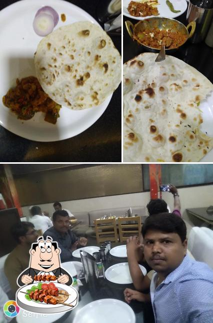 The restaurant's food and dining table