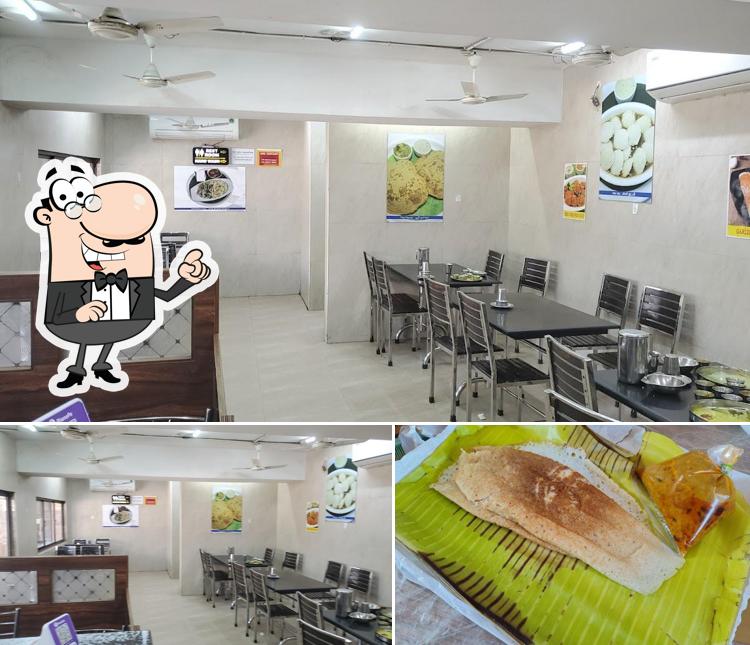 The restaurant's interior and food