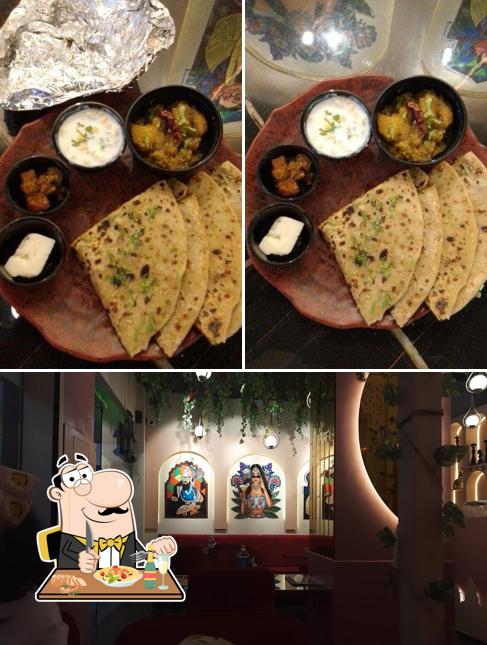This is the picture showing food and interior at Paratha's Alley
