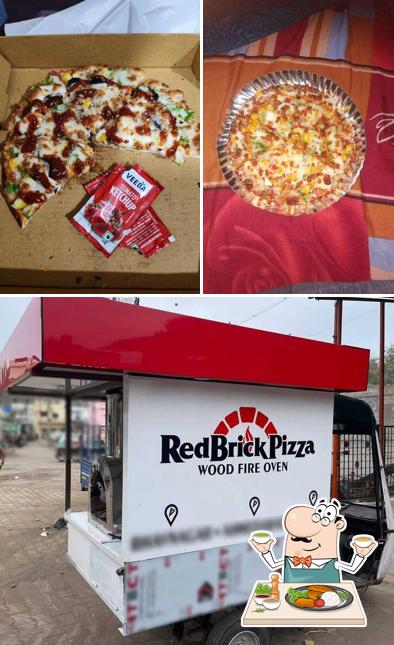 The picture of Red Brick Pizza’s food and exterior