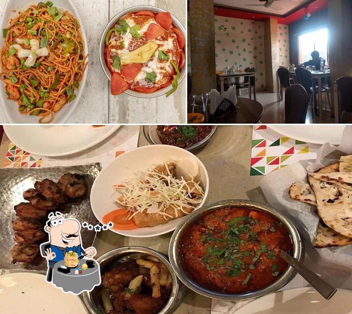 The restaurant's food and dining table