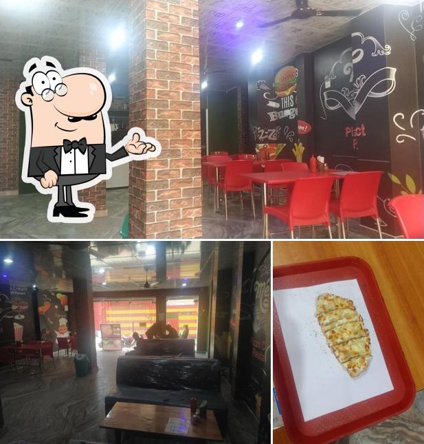 The restaurant's interior and food