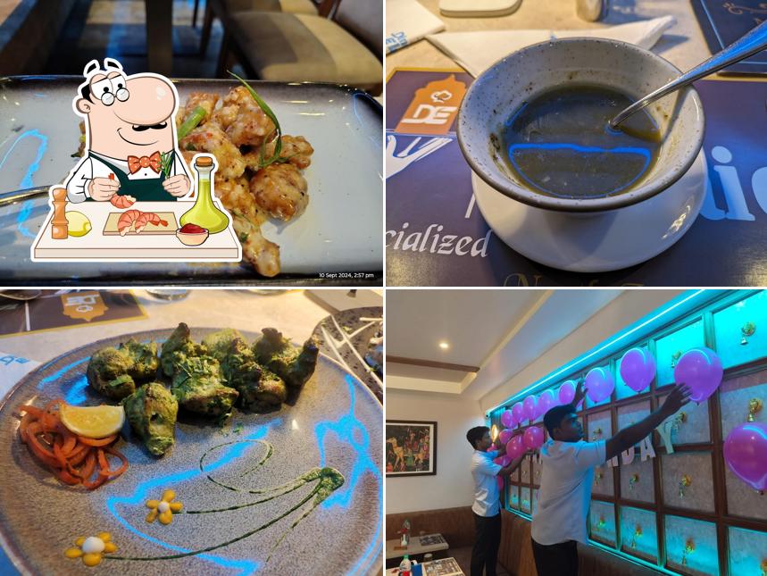 Shrimp and grits at Dine Elaichi Restaurant