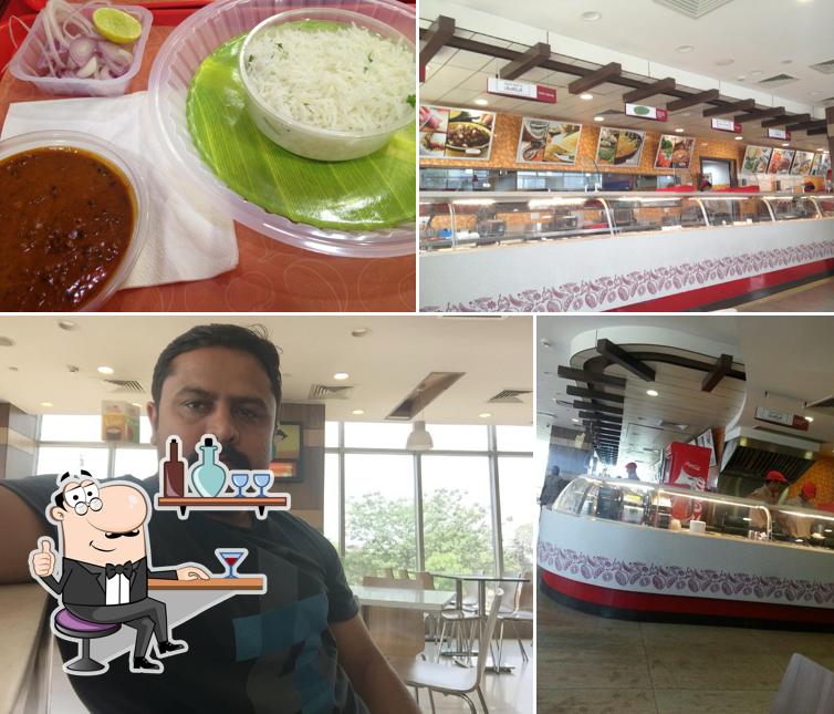 Among different things one can find interior and food at Haldiram's