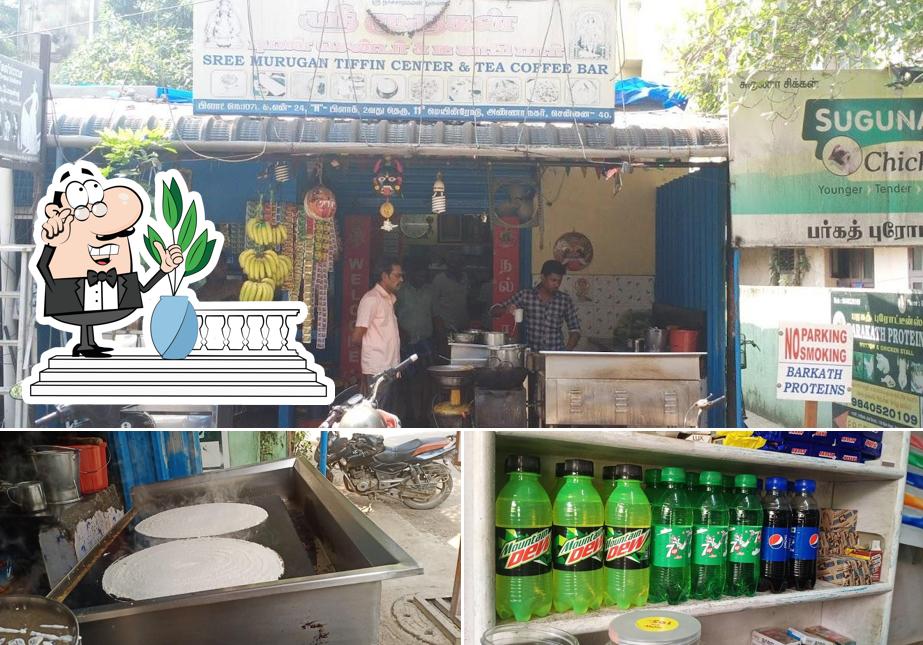 This is the image depicting exterior and food at Murugan Tiffin Center & Tea Coffee Bar